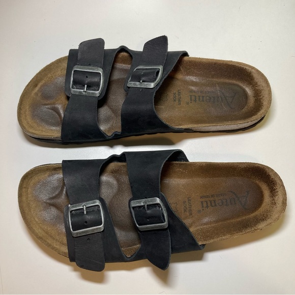 Autenti Made in Spain Men's 43 US 10 Leather Double Band Buckle Black Sandal - Picture 15 of 15